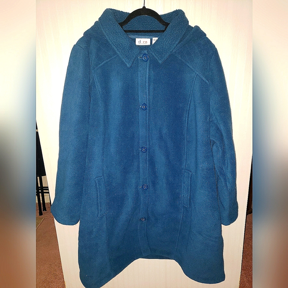 NWT Denim & Co Gorgeous Mallard Blue Coat. Size 3X. Two Coats In One